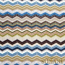 İkat Mavi Zİgzag Desenli Kumaş