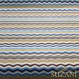 İkat Mavi Zİgzag Desenli Kumaş