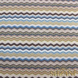 İkat Mavi Zİgzag Desenli Kumaş