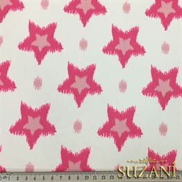 İkat Pembe Yıldız Desenli Kumaş