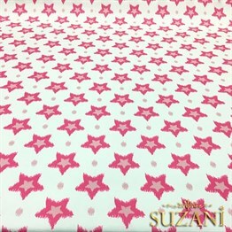İkat Pembe Yıldız Desenli Kumaş