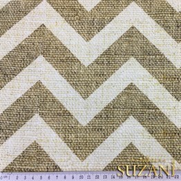 Keten Efekt Beyaz Zigzag Desenli Kumaş