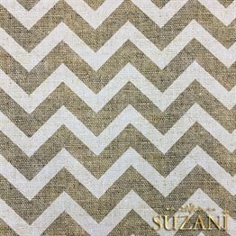 Keten Efekt Beyaz Zigzag Desenli Kumaş