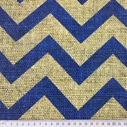 Keten Efekt Lacivert Zigzag Desenli Kumaş