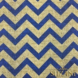 Keten Efekt Lacivert Zigzag Desenli Kumaş