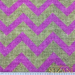 Keten Efekt Pembe Zigzag Desenli Kumaş