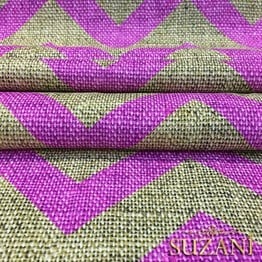 Keten Efekt Pembe Zigzag Desenli Kumaş