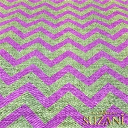 Keten Efekt Pembe Zigzag Desenli Kumaş