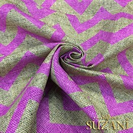 Keten Efekt Pembe Zigzag Desenli Kumaş