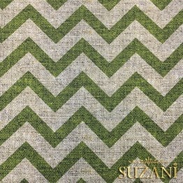Keten Efekt Yeşil Zigzag Desenli Kumaş