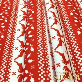 Kırmızı Beyaz Geyik Desenli Kumaş