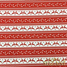 Kırmızı Beyaz Geyik Desenli Kumaş