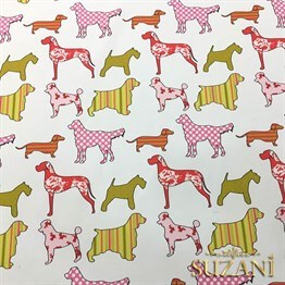 Kırmızı Köpekler Desenli Kumaş