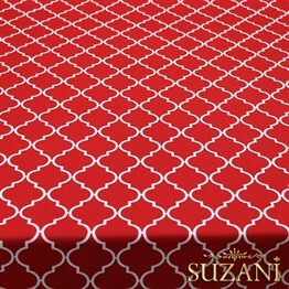 Kırmızı Moroccan Desenli Kumaş