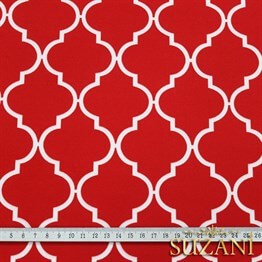 Kırmızı Moroccan Desenli Kumaş