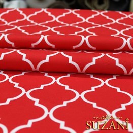 Kırmızı Moroccan Desenli Kumaş