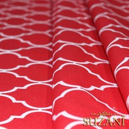 Kırmızı Moroccan Desenli Kumaş