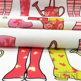 Kırmızı Sarı Çizme Desenli Kumaş