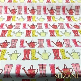 Kırmızı Sarı Çizme Desenli Kumaş