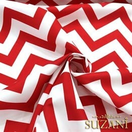 Kırmızı Zigzag Desenli Kumaş