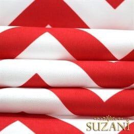 Kırmızı Zigzag Desenli Kumaş