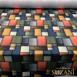 Kot Görünümlü Patchwork Desenli Kumaş