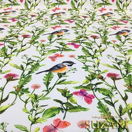 Kuşlu Kelebekli Kumaş