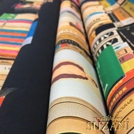 Kütüphane Desenli Kumaş