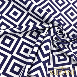 Lacivert İç içe Kareli Kumaş