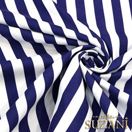 Lacivert İnce Çizgili Kumaş