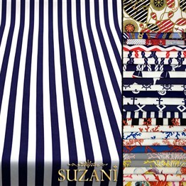 Lacivert İnce Çizgili Kumaş