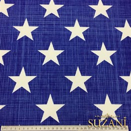 Lacivert Keten Efektli Yıldızlı Döşemelik Kumaş