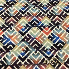 Lacivert Turuncu Dijital Baskılı Kumaş