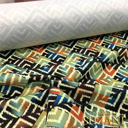 Lacivert Turuncu Dijital Baskılı Kumaş