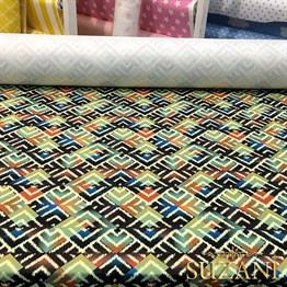 Lacivert Turuncu Dijital Baskılı Kumaş