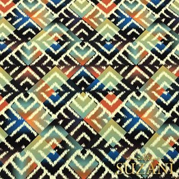 Lacivert Turuncu Dijital Baskılı Kumaş