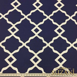 Lacivert Zemin Denizci Örgü Desenli Kumaş