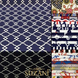 Lacivert Zemin Denizci Örgü Desenli Kumaş