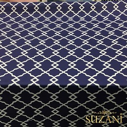 Lacivert Zemin Denizci Örgü Desenli Kumaş