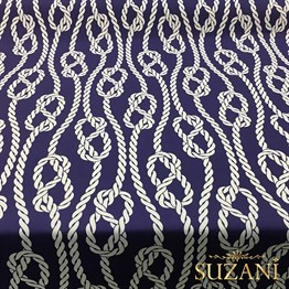 Lacivert Zemin Gemici Düğümü Desenli Kumaş