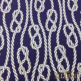 Lacivert Zemin Gemici Düğümü Desenli Kumaş