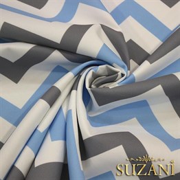 Mavi-Gri Zigzag Desenli Kumaş