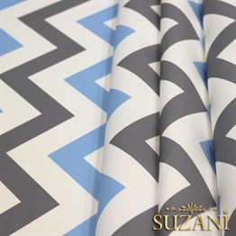 Mavi-Gri Zigzag Desenli Kumaş