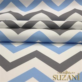 Mavi-Gri Zigzag Desenli Kumaş