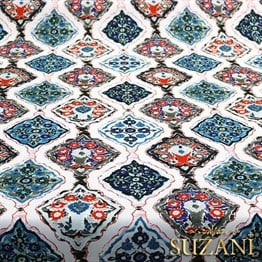 Mavi İkat Baklava Desenli Kumaş