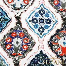 Mavi İkat Baklava Desenli Kumaş