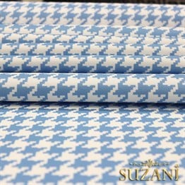 Mavi Küçük Kazayağı Desenli Kumaş