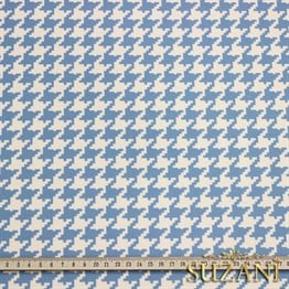 Mavi Küçük Kazayağı Desenli Kumaş