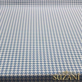 Mavi Küçük Kazayağı Desenli Kumaş