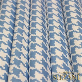 Mavi Küçük Kazayağı Desenli Kumaş